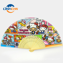 customized fabric manual hand fan bamboo wedding